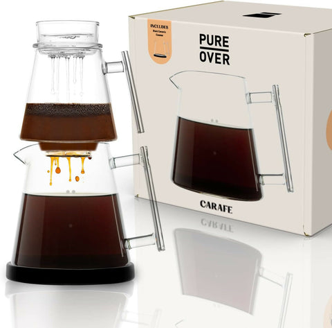 Pure Over Brew Kit XL Glass Filter Pour Over Coffee Maker Set