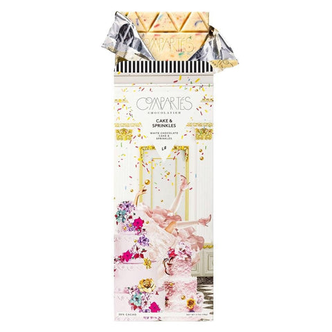 White Chocolate Vanilla Cake & Sprinkles Gourmet Chocolate Compartes