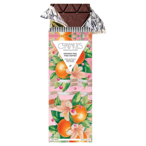Orange Peel Pink Pepper 73% Dark Chocolate Bar Compartes
