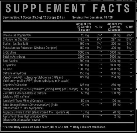 Hardcore Pre-Workout Formula Comprehensive Training Support Core Nutritionals FURY BLACK