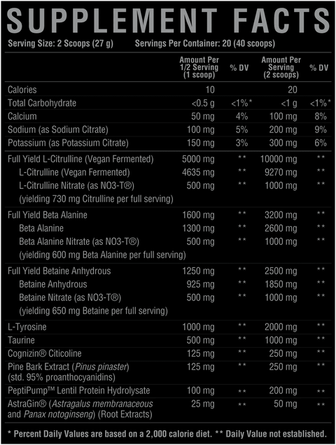 Core Nutritionals PUMP BLACK Non-Stim Pre-Workout