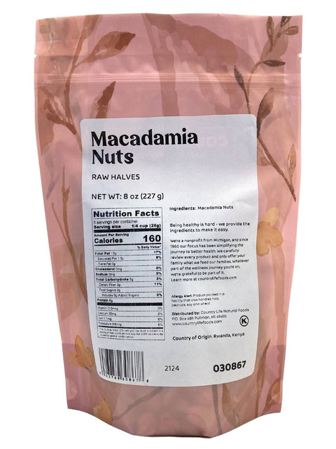 Macadamia Nut Halves Raw Macadamia Nuts 8 oz and 2 lb Sizes CLNF