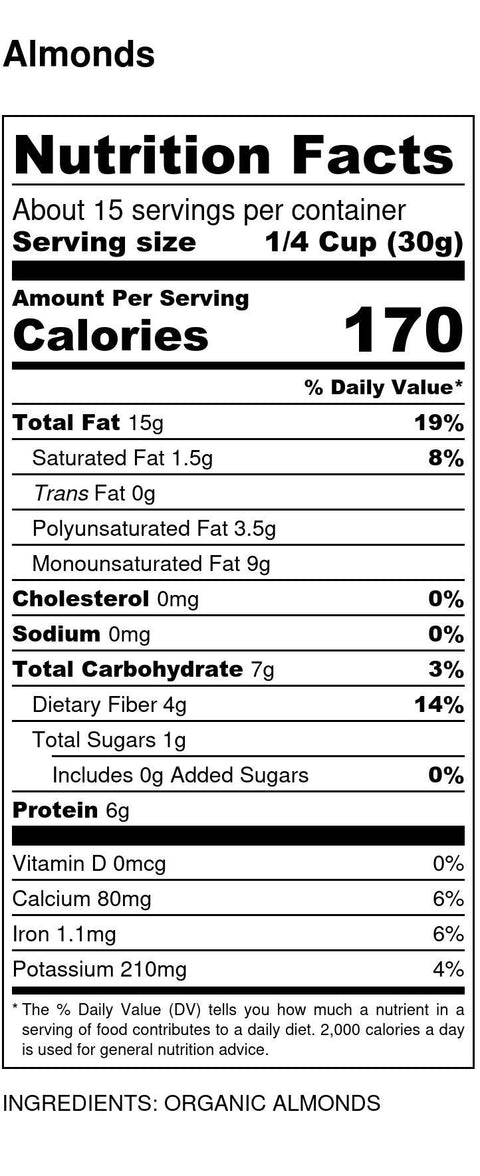 Almonds, Whole, Organic (Raw)
