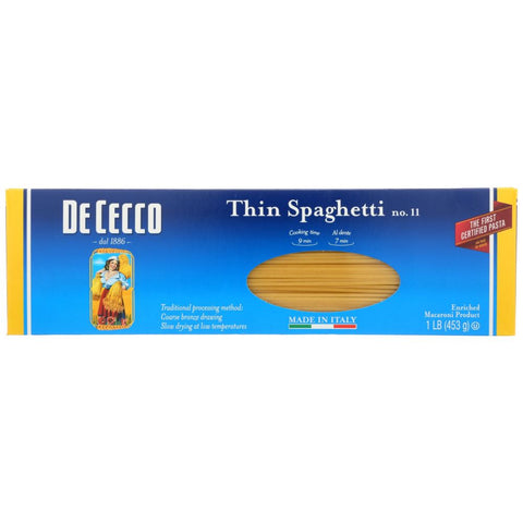 Thin Spaghetti No 11 Pasta 16 oz De Cecco