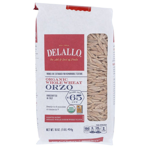Whole Wheat Orzo Pasta 16 oz DELALLO