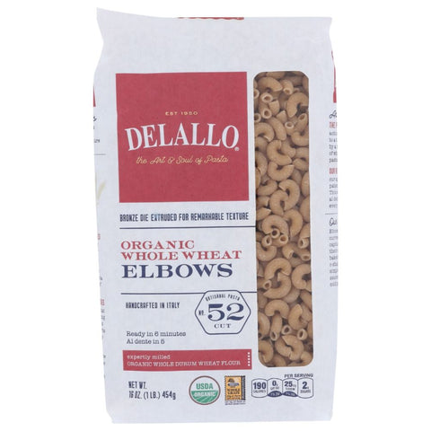 Whole Wheat Elbow Macaroni 16 oz Pasta DELALLO
