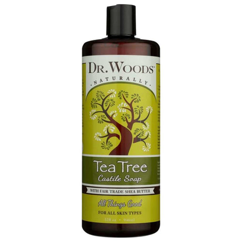 Tea Tree Castile Soap 32 oz Body Face Hair DR WOODS