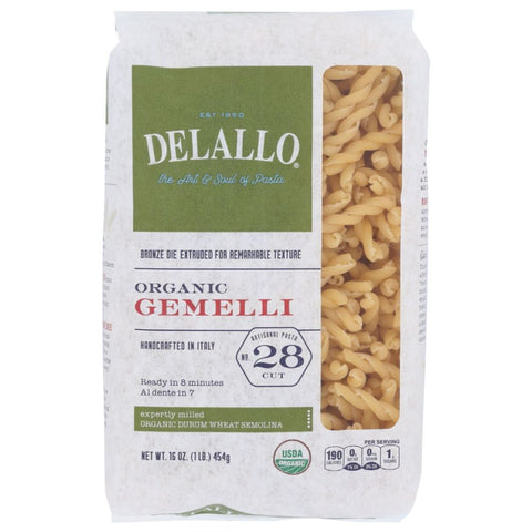 Organic Gemelli Noodles 16 oz Pasta DELALLO