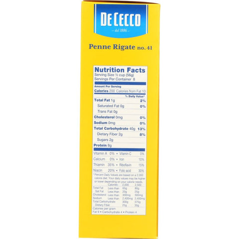 Penne Rigate Diagonal Cut Pasta 16 oz De Cecco