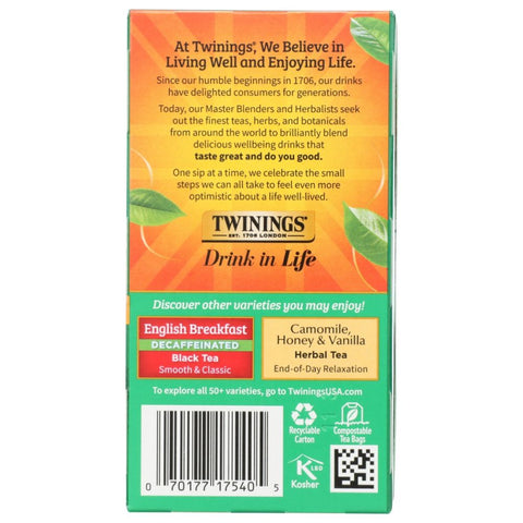 Irish Breakfast Decaf Tea Strong Blend 20 Bags Twining Tea