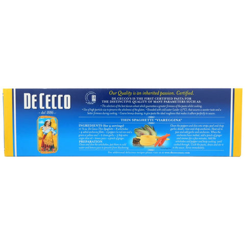 Thin Spaghetti No 11 Pasta 16 oz De Cecco