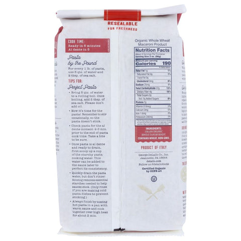 Whole Wheat Elbow Macaroni 16 oz Pasta DeLallo