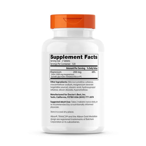 Doctor's Best High Absorption Magnesium, 200 mg Per Serving