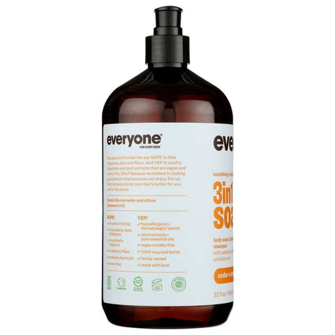 Cedar Citrus 3in1 Soap 32 oz Body Wash Shampoo Conditioner EVERYONE
