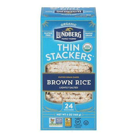 Organic Lightly Salted Brown Rice Cakes Thin Stackers Lundberg