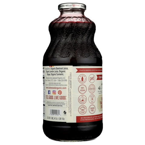 Organic Beet Ginger Turmeric Juice 32 oz Bottle Lakewood