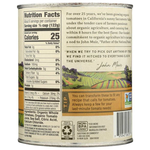 Whole Peeled Tomatoes 28 oz Canned Tomatoes MUIR GLEN