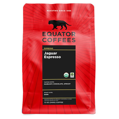 Jaguar Espresso Dark Chocolate Coffee Beans 10.5OZ Equator Coffees