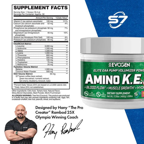 Evogen Amino K.E.M. EAA | Essential Amino Acids + BCAAs + Hydration & Recovery Formula