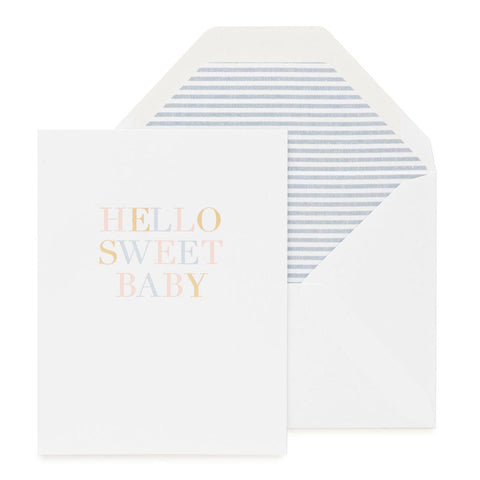 Hello Sweet Baby Folded Card Letterpress Style Sugar Paper