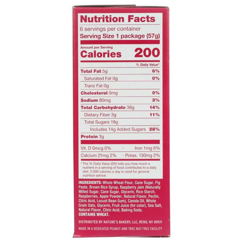 Whole Wheat Fig Bars Raspberry Snack Bars Natures Bakery