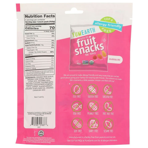 YUMEARTH: Organic Tropical Fruit Snacks 5Ct, 3.5 oz
