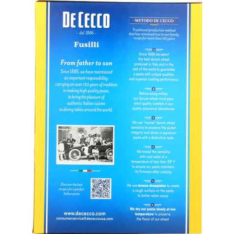 Fusilli No 34 Pasta 16 oz DE CECCO