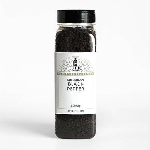 Sri Lankan Black Peppercorn Bulk Jar 16 oz Curio