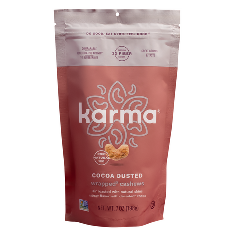 Karma Cocoa Dusted Wrapped Cashews Air-Roasted Snack Packs Karma
