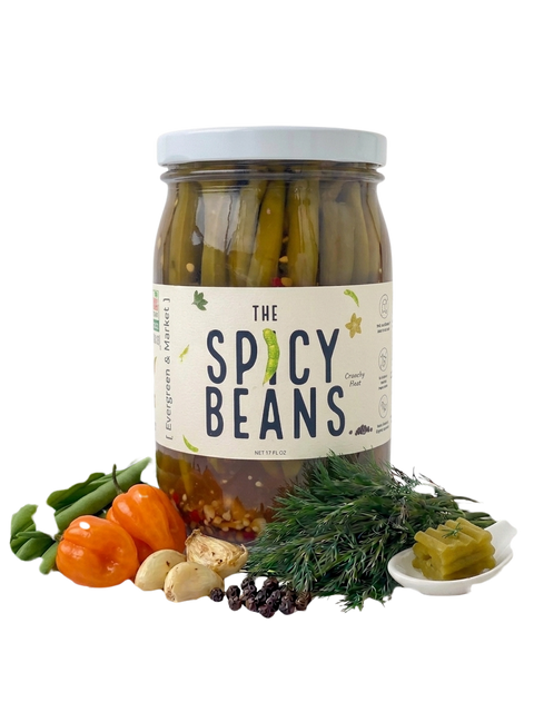 Spicy Green Beans Brined 17 oz Glass Jar