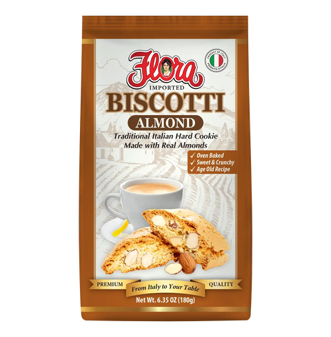 Almond Biscotti Traditional Italian Hard Cookie 6.35 oz Flora