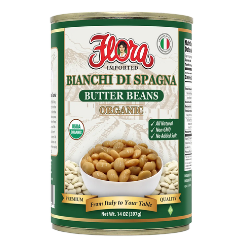 Organic Butter Beans Tender 14 oz Flora