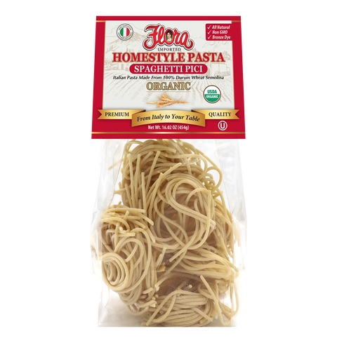 Organic Thick Homestyle Spaghetti Pici Pasta 16.02 oz Flora