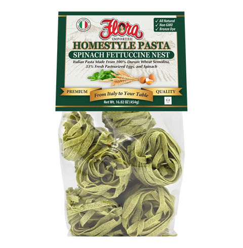 Spinach Fettuccine Pasta Nest 16.02 oz Homestyle Flora