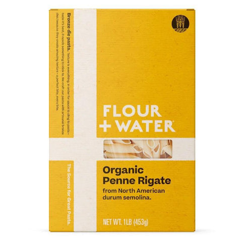 Organic Penne Rigate Short Pasta 1LB Flour + Water