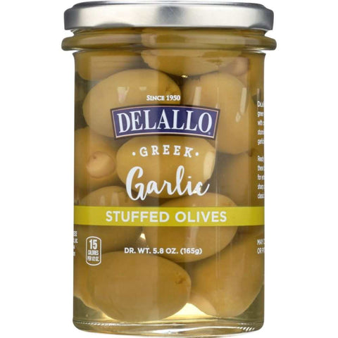 Garlic Stuffed Olives 5.8 oz Jar DeLallo
