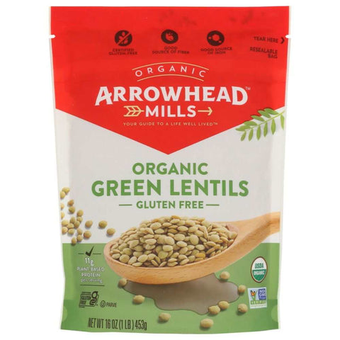 Organic Green Lentils 16 oz Pack ARROWHEAD MILLS