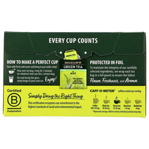 Green Tea with Mint Refreshing Blend 20 Bags Tea BIGELOW