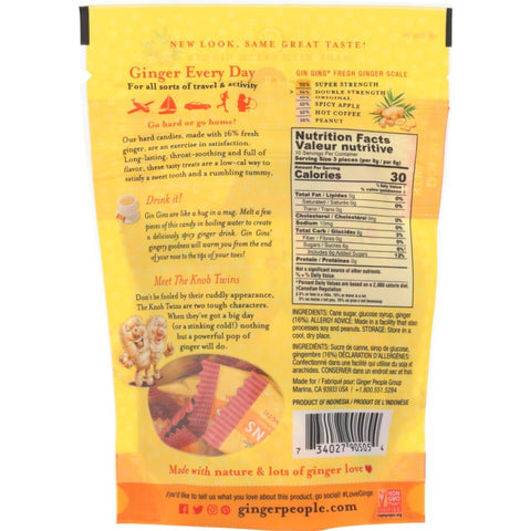 Gin Gins Double Strength Hard Ginger Candy 3 oz The Ginger People