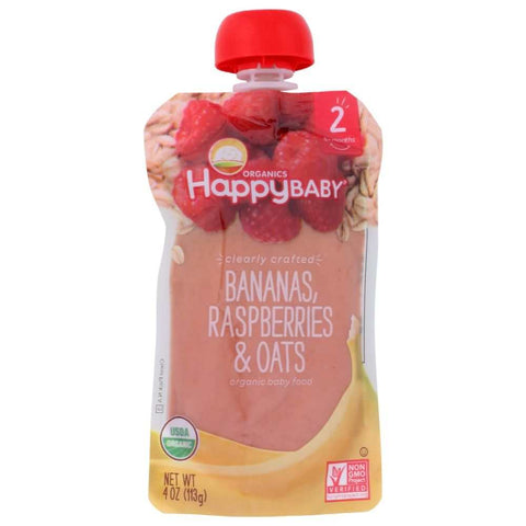 Bananas Raspberries and Oats Organic Baby Food Pouch HAPPY BABY