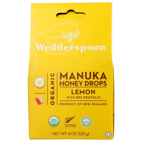 Organic Lemon Honey Drops Manuka Honey 4oz Wedderspoon