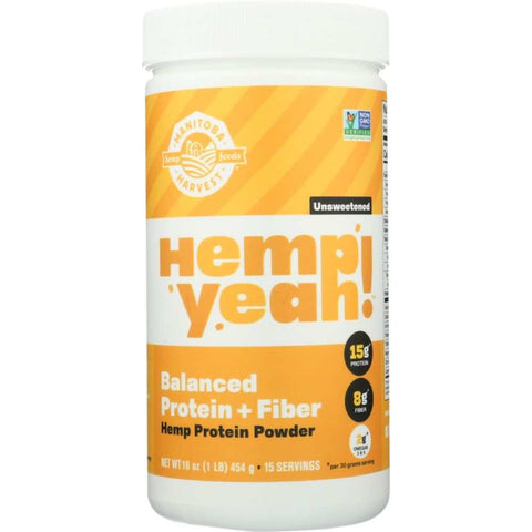 Hemp Yeah Balanced Protein Fiber Unsweetened Powder 16 oz MANITOBA HARVEST