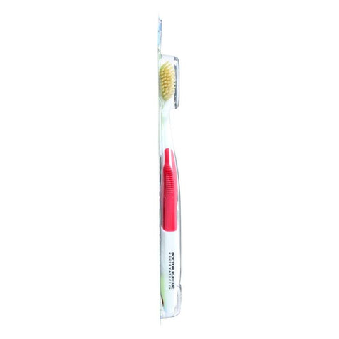 Adult Manual Toothbrush Red Mouth Watchers Antimicrobial Bristle Technology