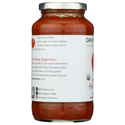 Organic Heritage Red Pasta Sauce 24 oz Dave's Gourmet