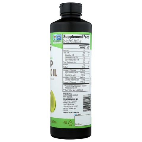 Organic Hemp Seed Oil Nutty Flavor 16.9 oz Manitoba Harvest