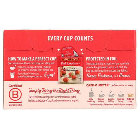 Red Raspberry Herbal Tea 20 Bag Pack Tea Bigelow