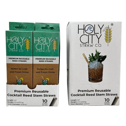 Cocktail Reed Stem Drinking Straws Inner Pack 20 x 10ct Boxes Holy City Straw Company