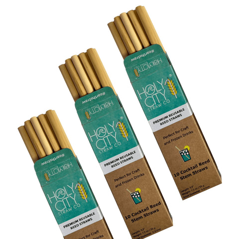 Cocktail Reusable Reed Straws 3 Pack Bundle Holy City Straw Company