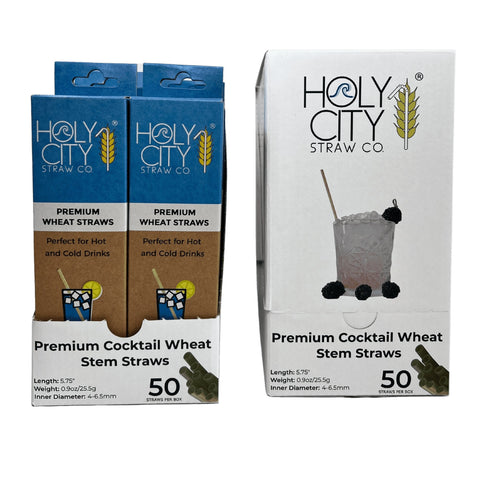Cocktail Wheat Stem Drinking Straws Inner Pack 10 x 50ct Boxes Holy City Straw Company