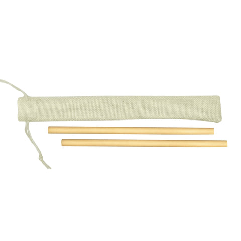 Customizable Two Straw Jute Pouch Combo Eco-Friendly Straw Set Holy City Straw Company